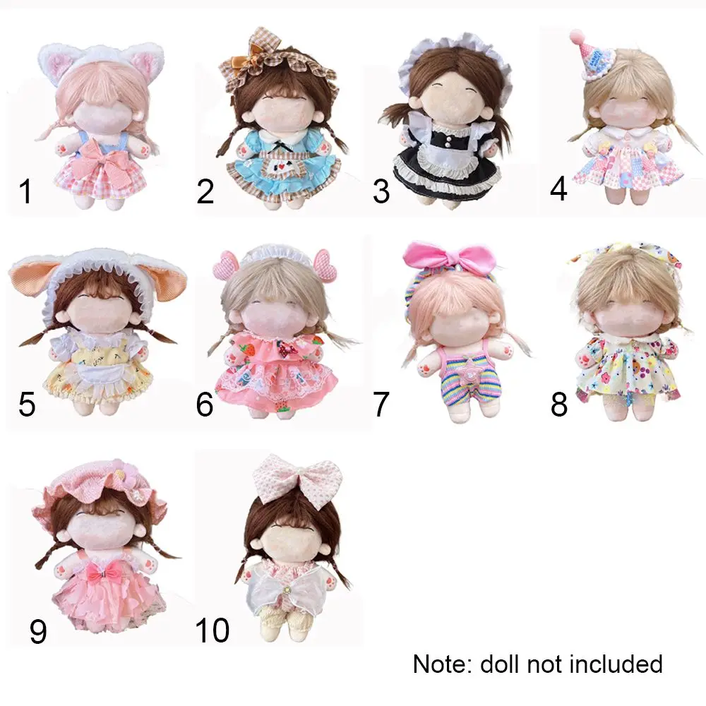 Multicolor Lolita Maid Attire Dress for 20CM Doll Clothes Doll Headwear Dress Set Playing House Photo Props Miniature Dress Suit