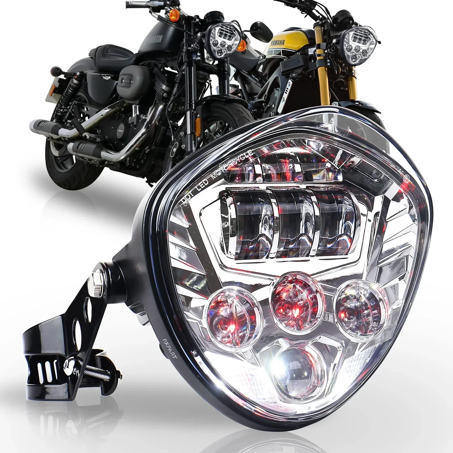 

Motorcycle Headlight 7inch Hi Lo Beam White Red DRL Motorcycle LED Headlight For Har-ley Da-vidson Hondas Suzukis Yamahs