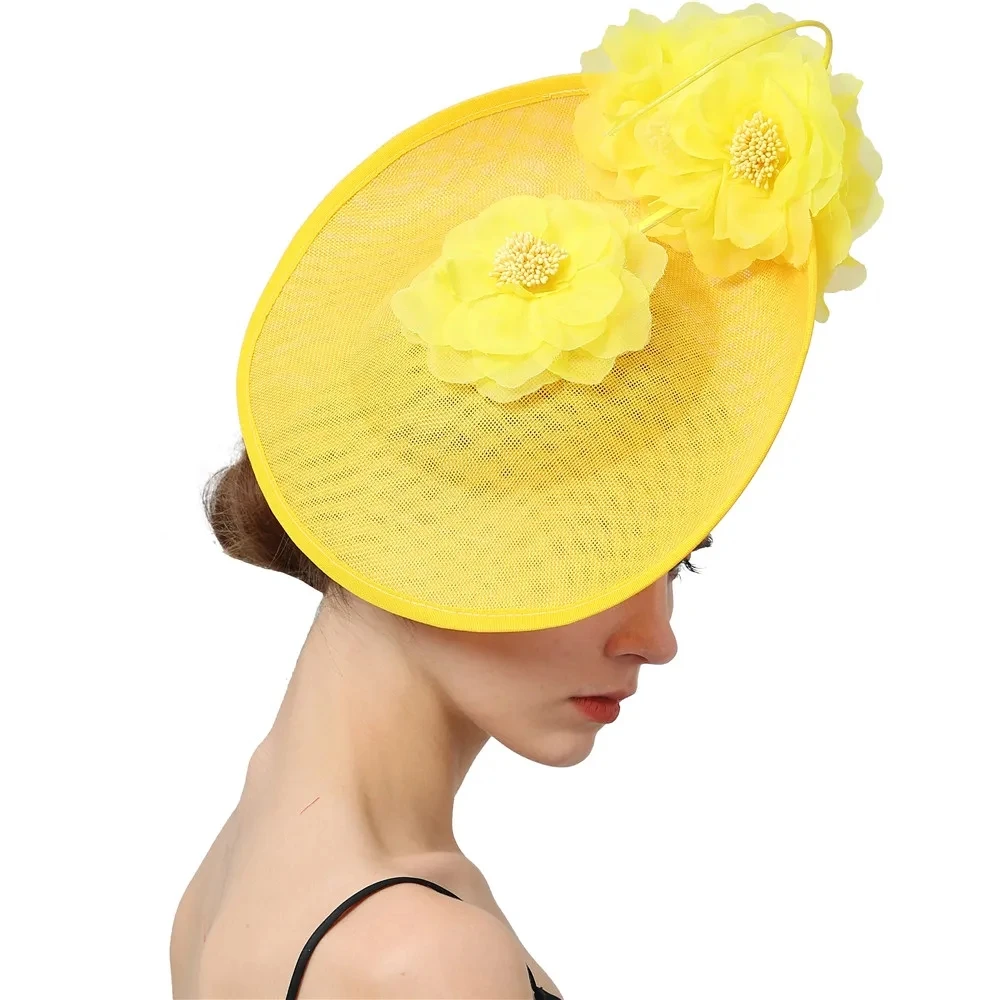 Elegant Wedding Hat Fascinator Hat Hair Clips for Women Flower Hairpins Church Hat Cocktail Feather Headwear Hair Accessories