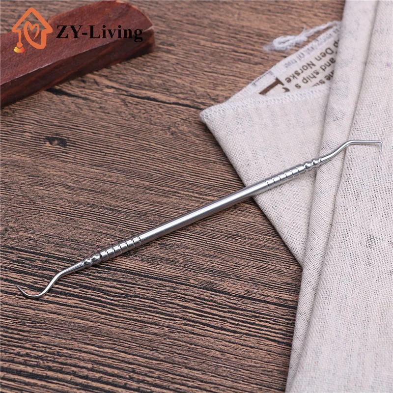 1Pc Stainless Steel Double Ended Toothpick Scraper Tools Periodontal Probe Explorer Dental Stain Remover For Teeth Clean Hygiene