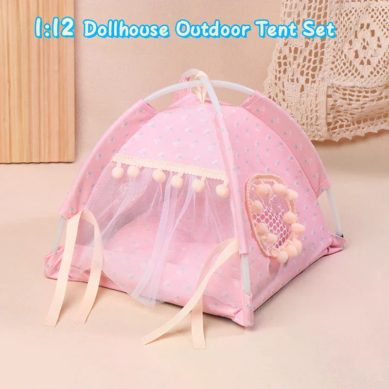 

1:12 кукольный домик, имитация розовой палатки, модель мини-куклы, украшения для путешествий, кемпинга, игрушки, микросцена, строительный реквизит для фотосессии