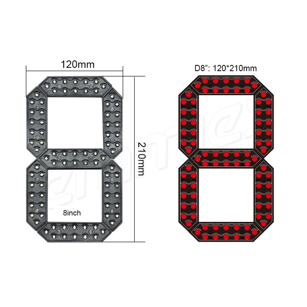 4Pcs/Lot Waterproof Number LED 7 Segment Module 8 inch