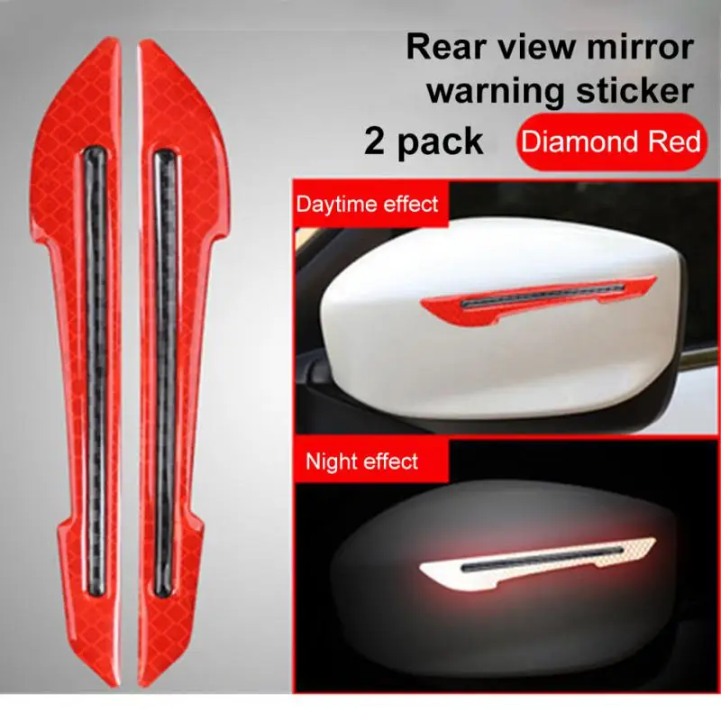 車のバックミラー用の反射ステッカー,警告ストリップ,車の保護ステッカー,車の外装アクセサリー,2個