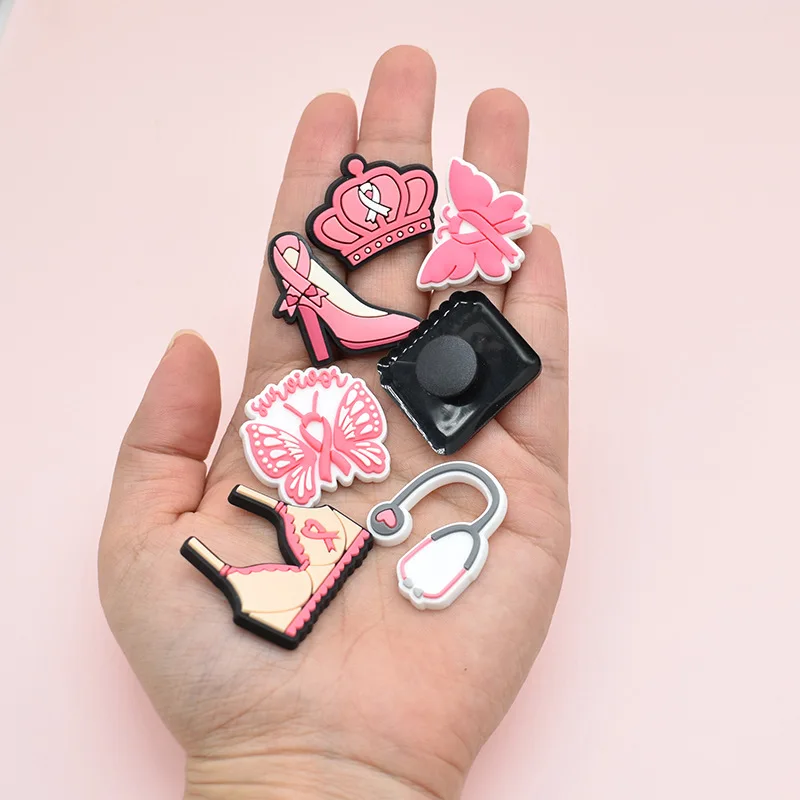 New Design Cartoon Love Pink Series DIY Accessories PVC Praise Shoe Charms Clow for Clogs Slides Gift Idea Easy to Install