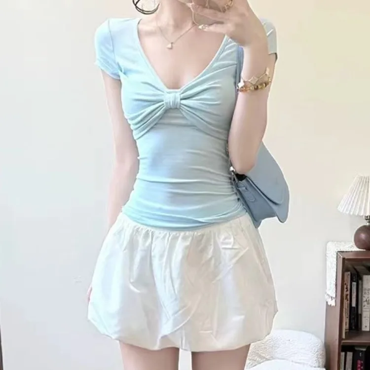 

Летняя серия Salt, сексуальная серия Fre Girl, чистое желание Sle кино, красивый топ с вырезом и юбкой, комплект из двух предметов для женщин