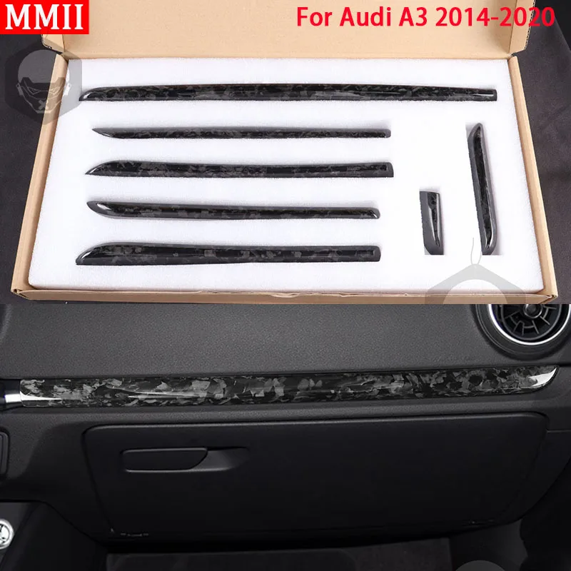 

RRX Carbon Fiber for Audi A3 2014-2020 LHD Car Door Trim Dashboard Gear Panel Protection Cover Stickers Auto Styling Accessories