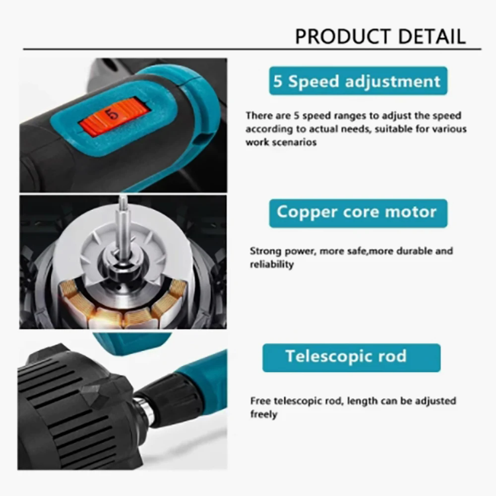 160000   Rpm PEIX21V Limpiador de sopladores de hojas Batería de litio sin escobillas, utilizado en talleres y patios, adecuado para baterías Makita