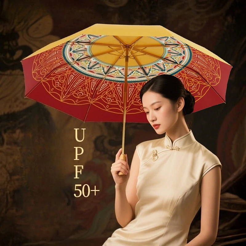 Chinese double-layer sun-protective umbrella, sun umbrella for shading and UV protection