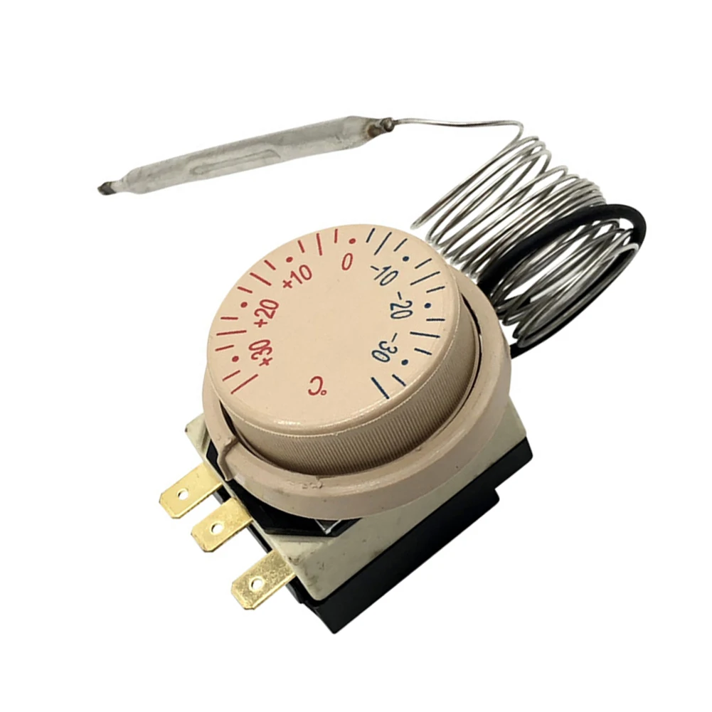White Expansion Knob Thermostat for Cooling Appliances Capillary 1500mm Compatible with Most For Refrigerators