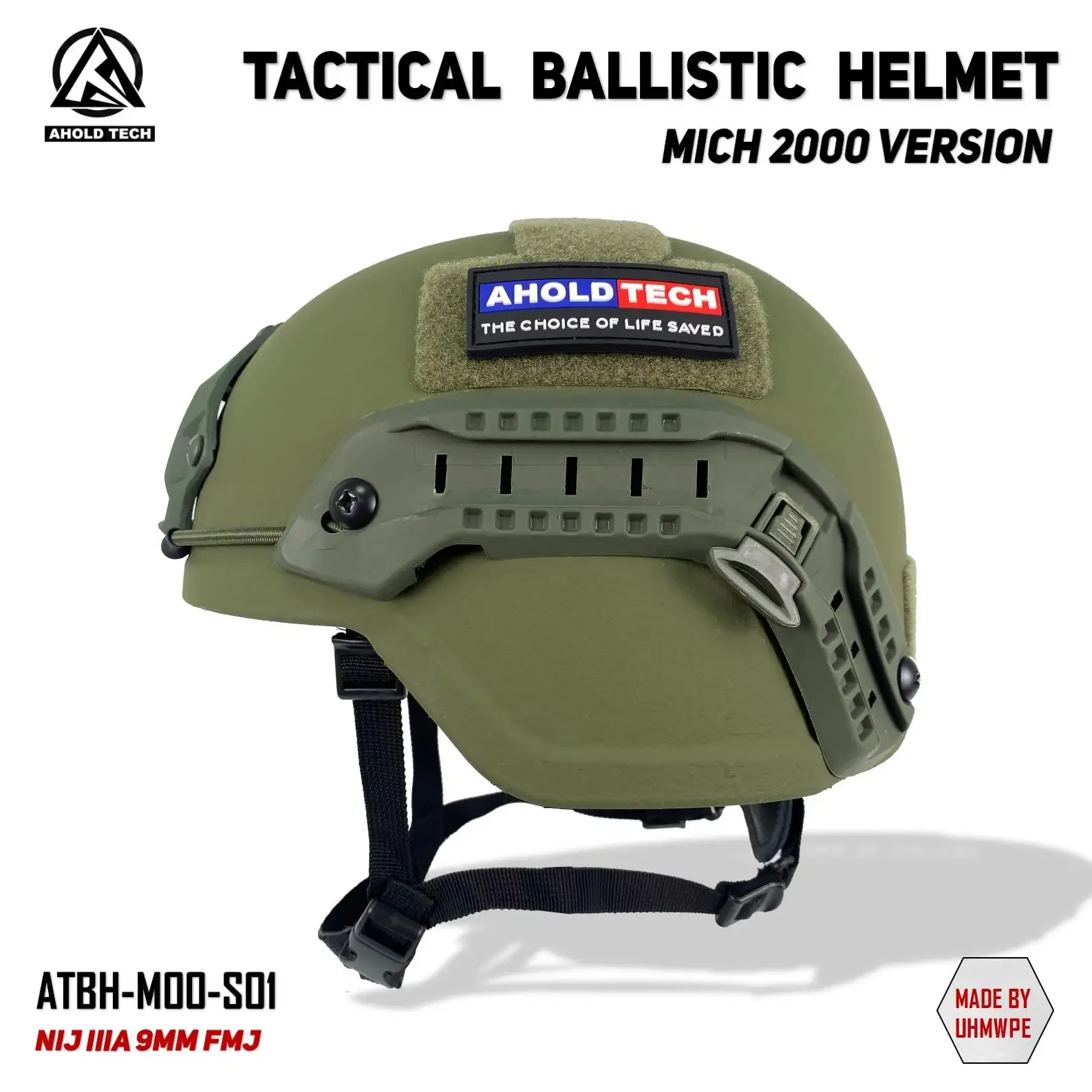 Aholdtech MICH 2000 Version Low Cut Tactical PE ISO NIJ IIIA 3A CAM FIT BOA Dial EPIC Liner Ballistic Bulletproof Helmet