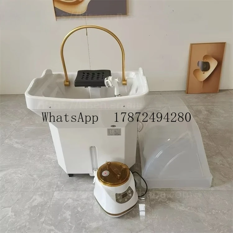 Shampoo Basin Hidden Edition Spa Bac Salon Shampoo Basin Portable Sink Pipeless Water tank Colorful Light EU UK US AU Plug