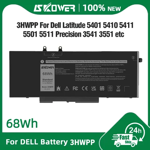 SKOWER 68Wh 3HWPP Battery For Dell  Inspiron 17 7706 2 in 1 Latitude 14 5401 5410 5411 15 5501 5510 5511 Precision 3541 3551