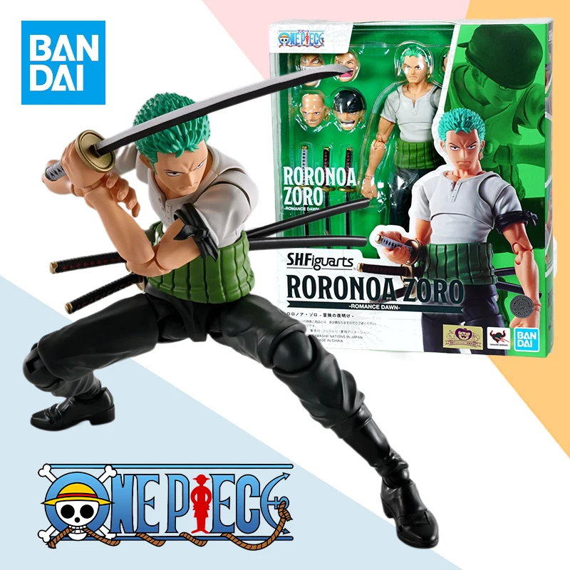 In Stock Bandai Original Box SHF One Piece Roronoa Zoro Romance Dawn Anime Action Figure Finished Model Kit Toy Gift