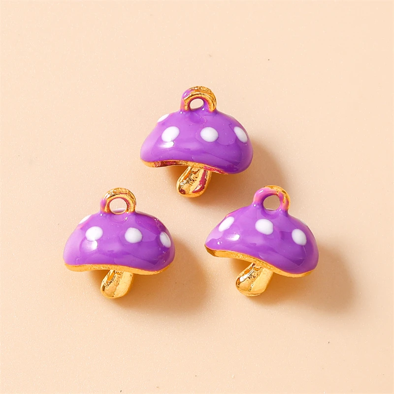 5 Stück 14x14mm Niedliche Mini-Emaille-Pilz-Anhänger für Schmuckherstellung, Halsketten, Ohrringe, Armbänder, DIY-Bastelzubehör – Detail 6