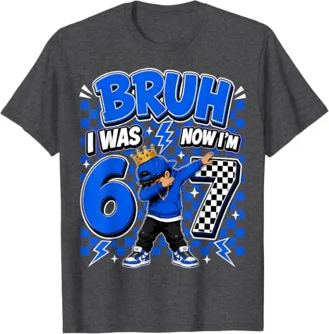 Modekleidung für 7-jährige Jungen, Bruh, ich war 6, jetzt bin ich 7, Dabbing 7. Geburtstag Jungen Sechs-Sieben T-Shirt, Humorvolles 67 Spruch-T-Shirt Geschenke – Detail 13