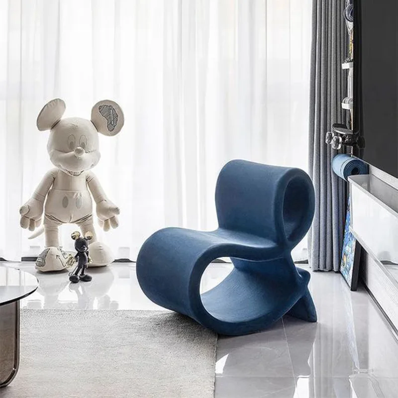 

Nordic designer fiberglass leisure chair hollow 8-character backrest special-shaped curved fabric single sofa chair