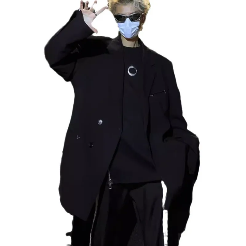 WVGA Spring Autumn New Man Tide Vintage Trendy Long Sleeved Suit Jackets Niche Chic Casual Turn-Down Collar Coats Ins Y2K W15014