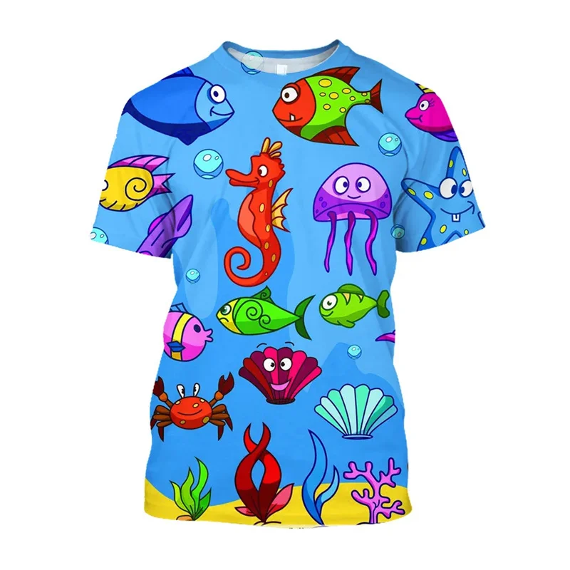 

New 3D Tropical Ocean Animal Printed T Shirt Children Fashion Streetwear T-shirts For Men Summer Hawaiian Y2k Clothing Tee Shirt