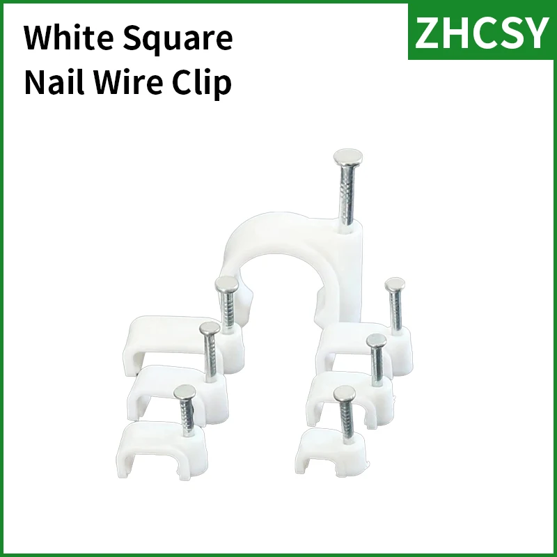 

Freeshipping 100PCS 4/5/6/7/8/9/10/12/14mm Flat Path Nail Calbe Clips Wire Clamp White Color