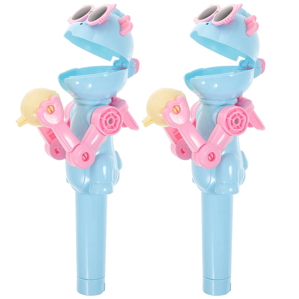 

2 Pcs Adorable Lollipop Robot Holder for Kids Sucker Holders Animal Plastic Child