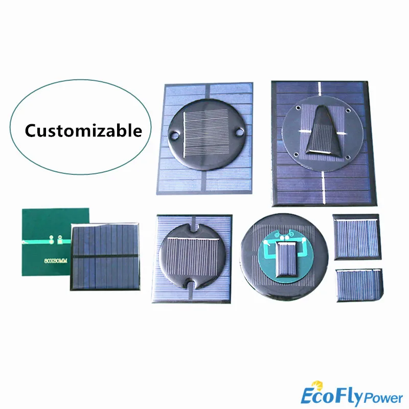 Mini 1PC 5V  Mono/Poly Solar Panel Epoxy Board 50mA 60mA  200mA 320mA  DIY Solar Cells for Battery Power Charger