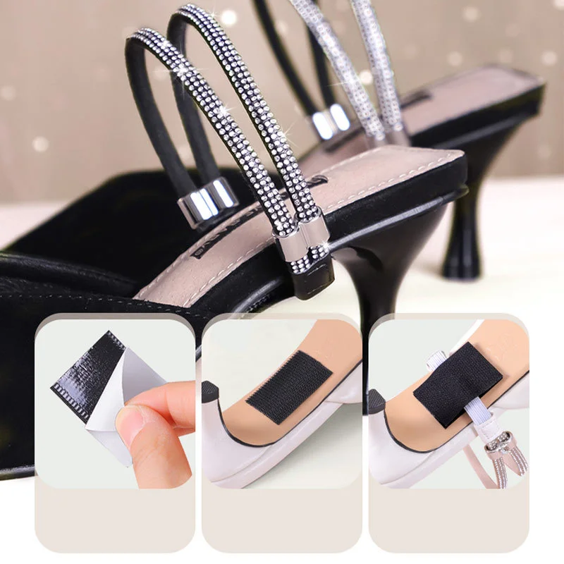 2pcs Women Shoeslaces for High Heels Shoes Decorations Buckle Lazy Shoelaces Elastic Band Anti Falling Heel Non-Slip Belt Strap