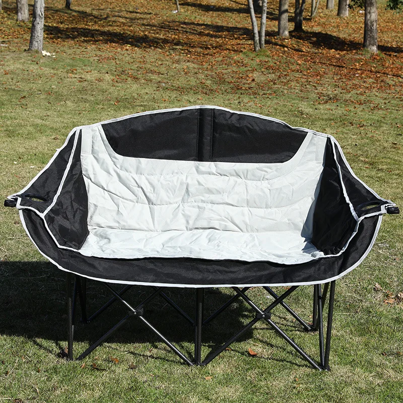 Silla plegable gruesa para acampar al aire libre, silla de luna de algodón doble, portátil, camping, ocio