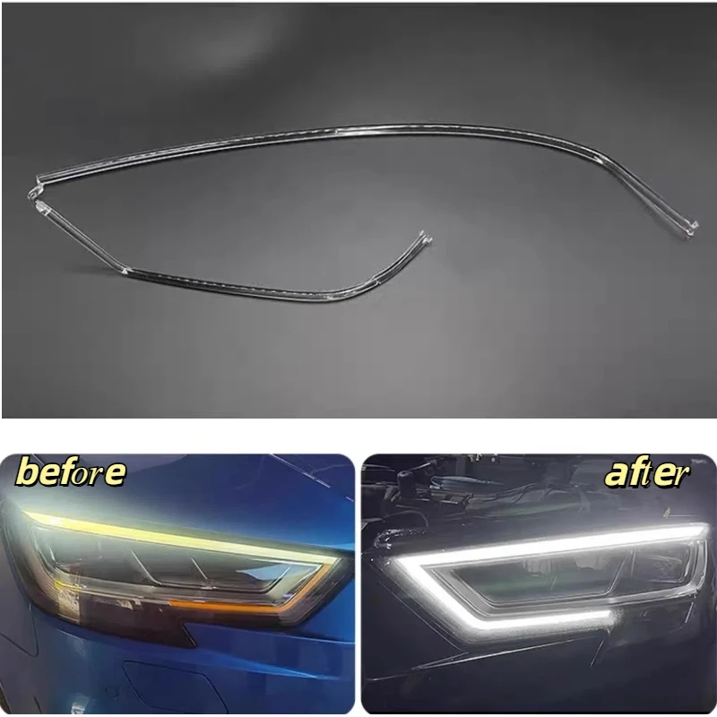 New For Audi A3 S3 2017-2020 Car LED Headlight DRL Daytime Running Light Guide Plate Tube Strip