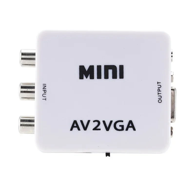 AV2VGA Video Converter Box Mini AV RCA CVBS To VGA Video Adapter With 3.5mm Audio To PC HDTV Converter