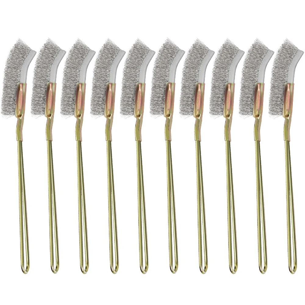 

10PCS Stainless Steel Wire Brush with Metal Handle - Rust & Paint Removal Tool