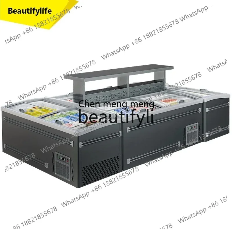

Horizontal Freezer Display Combination Island Cabinet No Frost Blast Freezer Supermarket Freezer with Arc Window ss26