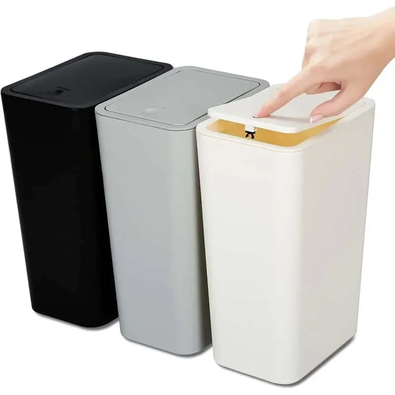 

Latas de lixo ecológicas premium de 10L com tampas pop-up. Ideal para banheiros, cozinhas, etc. Compra máxima: dois.
