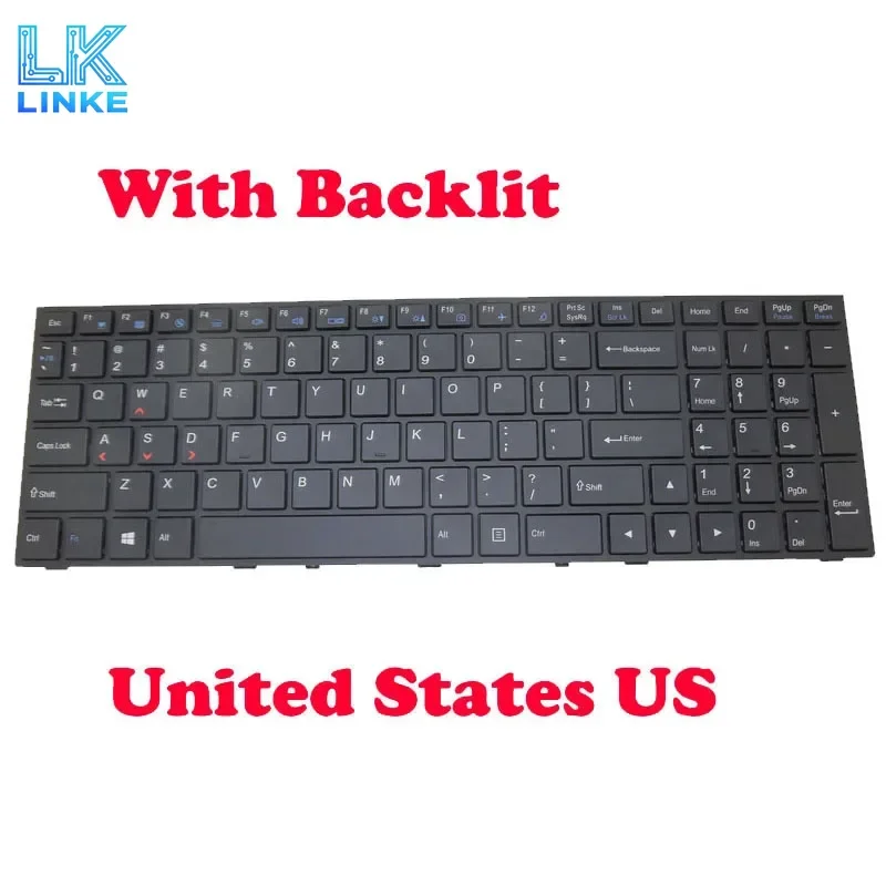 Laptop Backlit Keyboard For Insys G.Force P651SE P650 English US With Black Frame And Backlit New
