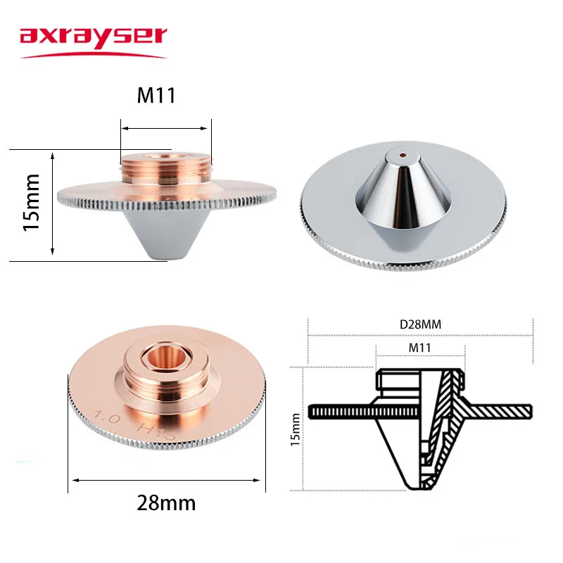 Raytools Laser Nozzles HSG TypeC D28/D32 M11/M14 HANS Precitec WSX Double Layer Head Fiber Laser Cutting Machine Part Consumable