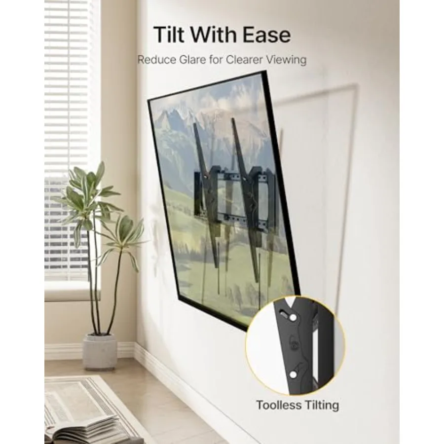 حامل تلفزيون جداري عالي التحمل لـ 60120 تلفزيونات كبيرة تصل إلى 300 رطل 4X تم اختباره آمنًا 10 إمالة للعرض الخالي من الوهج منخفض المستوى S #5