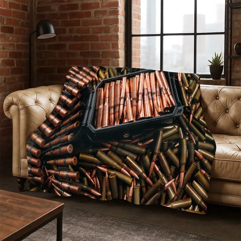 Gun Pistol Ammunition Bullet Cartridge Flannel Blanket Soft Warm Throw Blanket for Bedroom Living Room Bed Travel Camping Picnic