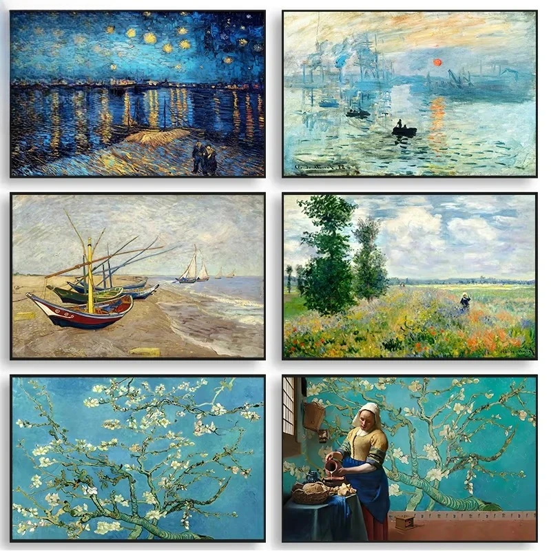 

Картина маслом по номерам, известный художник Ван Гог Моне, украшение для дома, картина, настенная спальня, декор для комнаты, подарок, безрамный