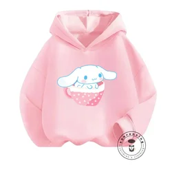 Kawaii Cinnamoroll Sweatshirts for Children Offering Soft Long Sleeves Vibrant Anime Graphics Sanrio Tops for Autumn Winter Fun