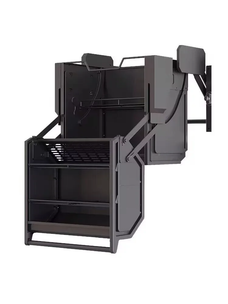 Hanging cabinet lift down pull basket high  refrigerator top retractable storage rack