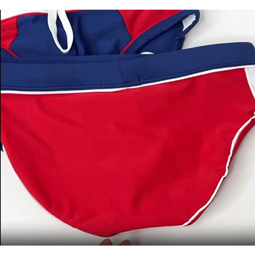 original picture men's classic color matching solid color simple triangle swimming trunks close-fitting fitness body beachUXH323