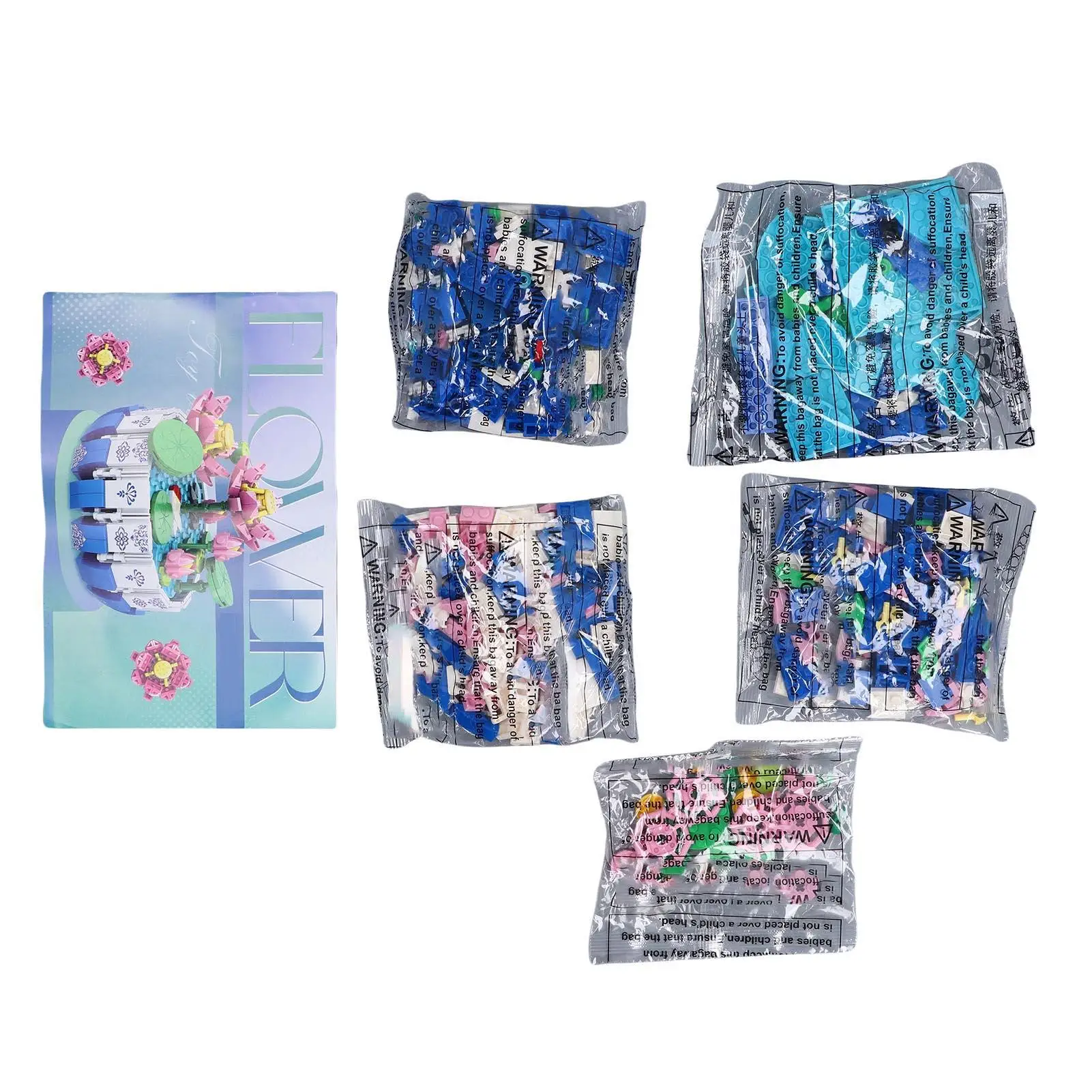 مجموعة مكعبات البناء للأطفال لعبة تجميع الزهور والأوعية التقليدية للأطفال الذين يلعبون التعليم المبكر