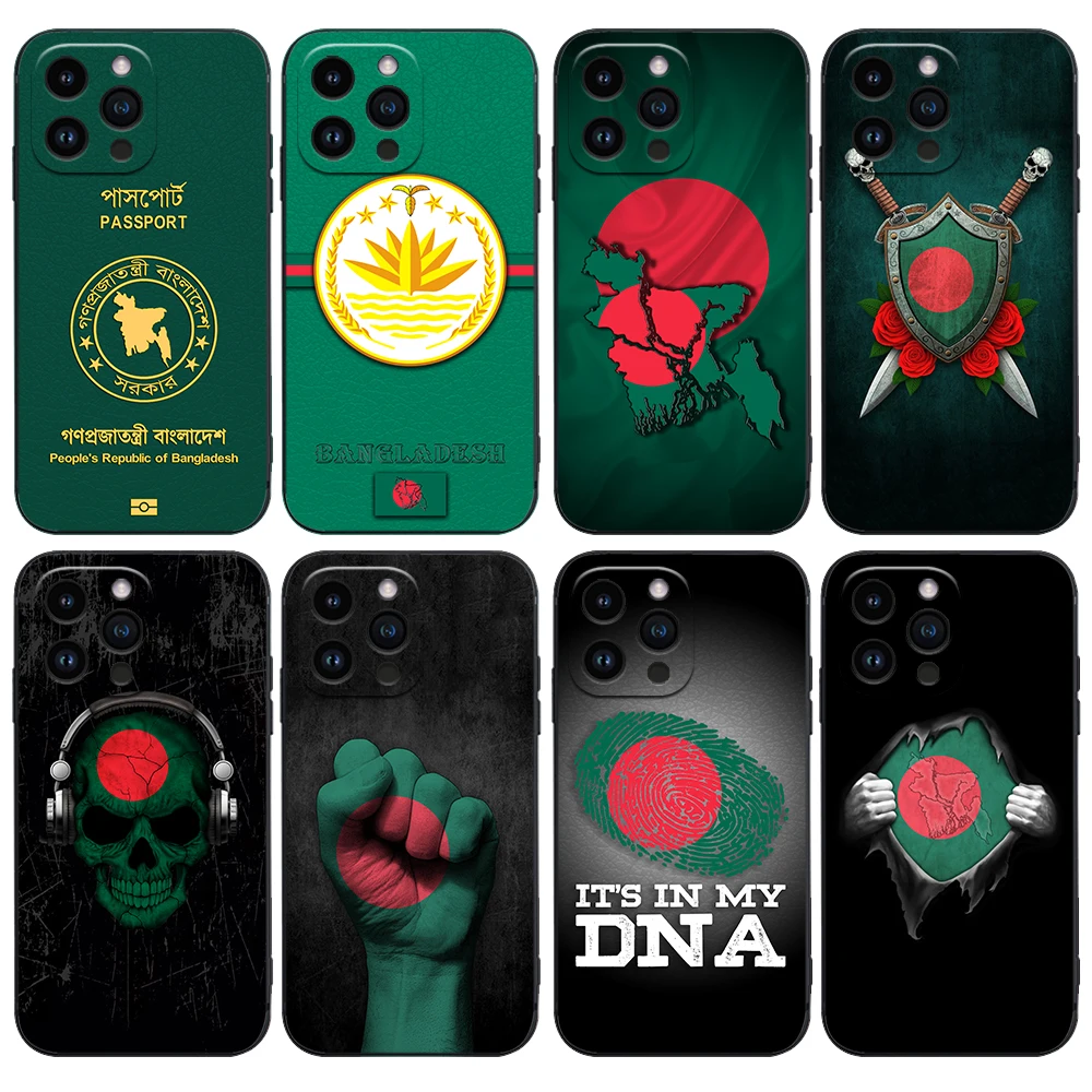 Bangladesh Flag Map Liquid Silicone Cover Case for iPhone 16 15 14 13 12 11 Pro Max XS XR Mini 7 8 6S Plus 5 SEBangladesh