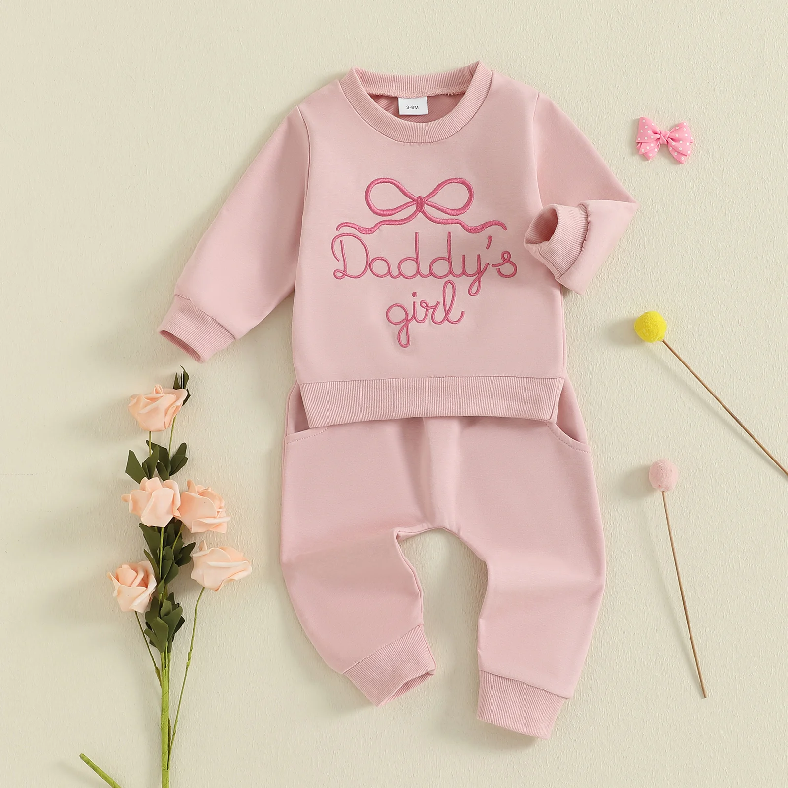 

Daddys, наряд для девочек, осенняя одежда для малышей, пуловер с длинными рукавами, толстовка, топ и штаны, комплект из 2 предметов, зимняя одежда