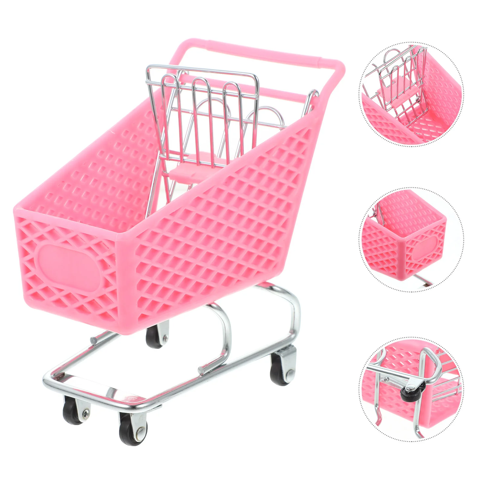 Mini Shopping Cart Creative Storage Basket Supermarket Toy Room Cellphone Holder Iron Crafts Rought Metal Storage Mini Utility