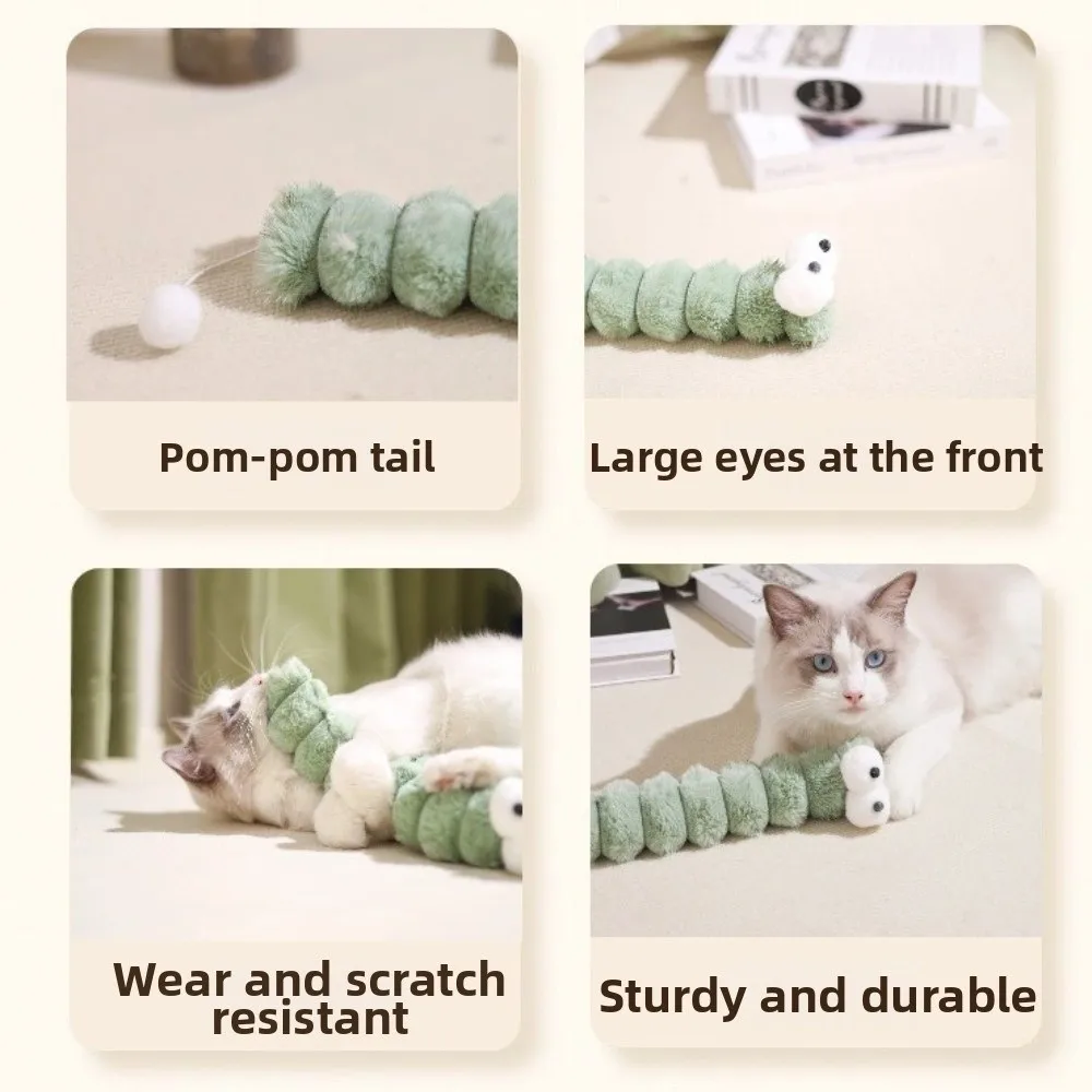 Caterpillar Cat Chew Bite-Proof Chew-Resistant Interactive Cuddle Soft Comfort Scratch Resistant Cats Pillow