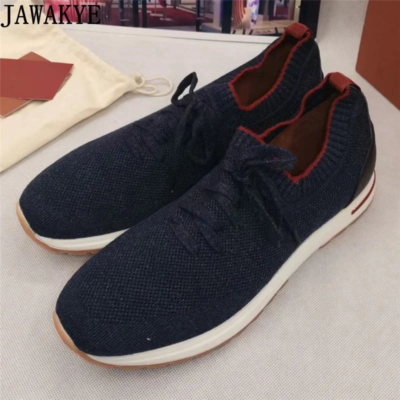 Man\'s Knited Lace-up Sneakers Shoes Multicolour Casual Comfortable Loafers Flat Shoes Hot Sale Italian Brand Trainers Walk Shoes