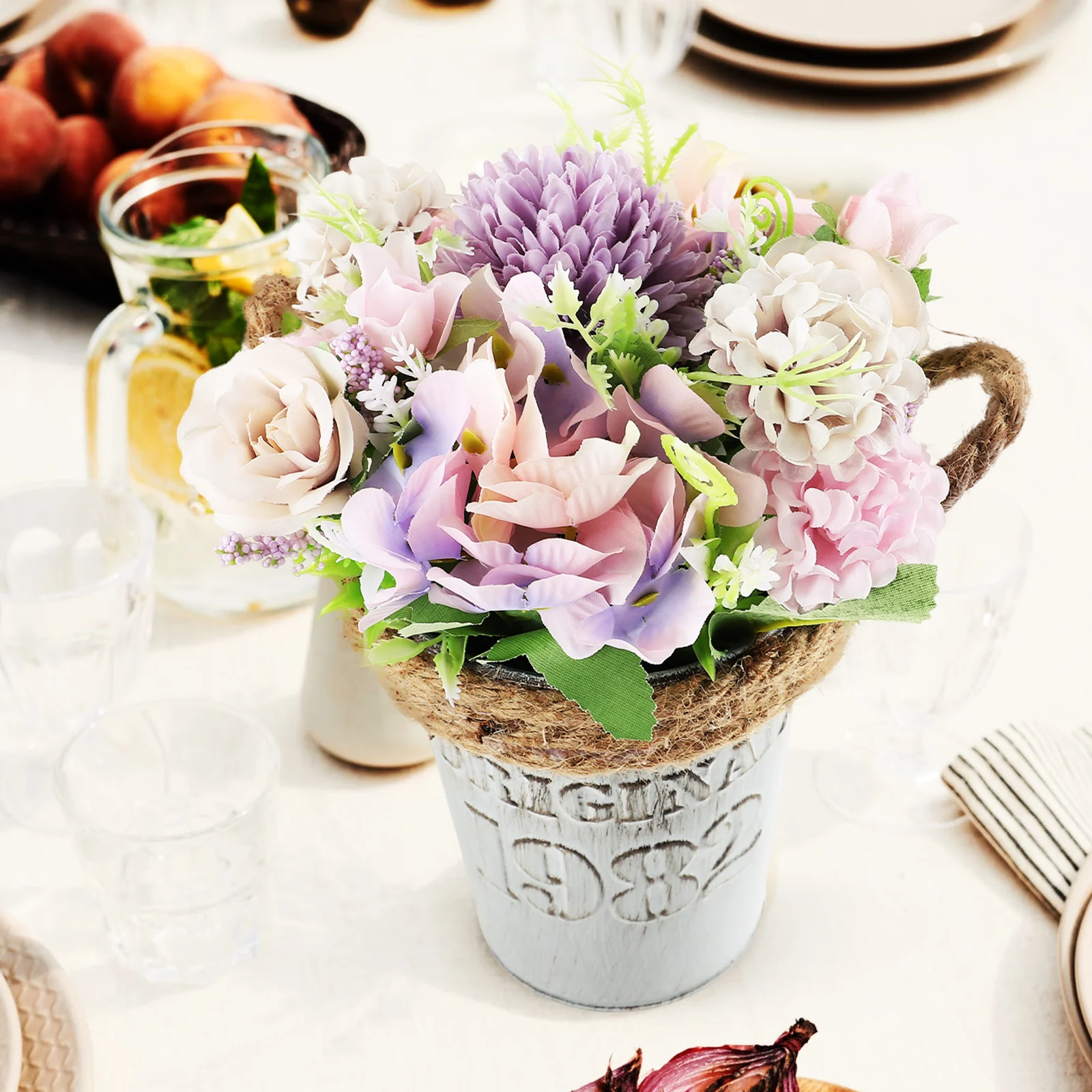 

Simulated Hydrangea Pot Plant Artificial Fake Flowers for Porch Faux Arrangement Potted Bonsai