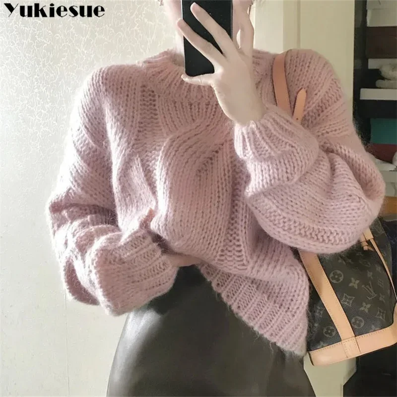 

Women Sweater 2023 Winter New Style Y2K Harajuku Vintage Hollow Out Knitted Jumper Korean Edition Round Collar Long Sleeve Tops