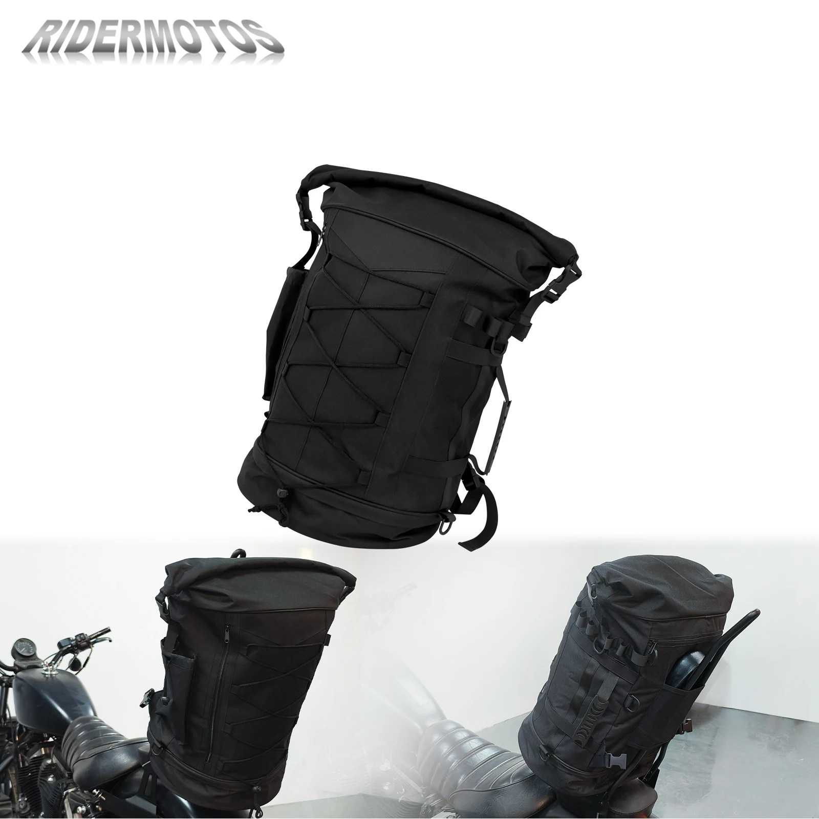 

50L Luggage Backpack Universal Storage Bag Motorcycle Sissy Bar Backrest Bag Tail Outdoor Hiking Rack Bag With Straps Waterproof