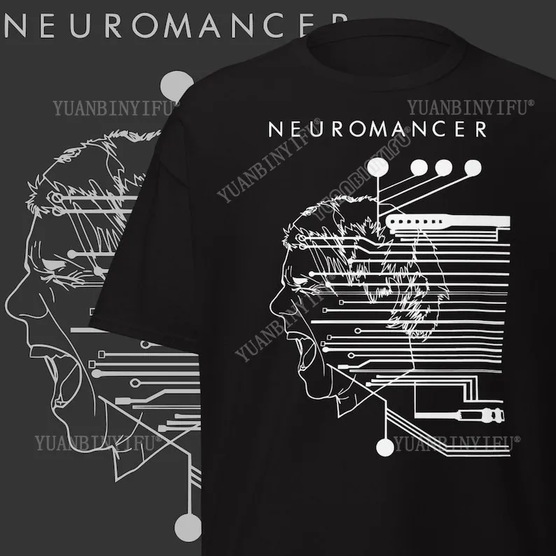 

Футболка Neuromancer: Classic Cyber Sci-Fi Book Merch Fashion, готическая Death New Metal Band, хлопковая круглая шея с коротким рукавом